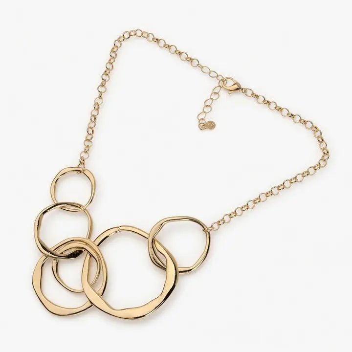 Linked Hoops Statement Necklace - Gold