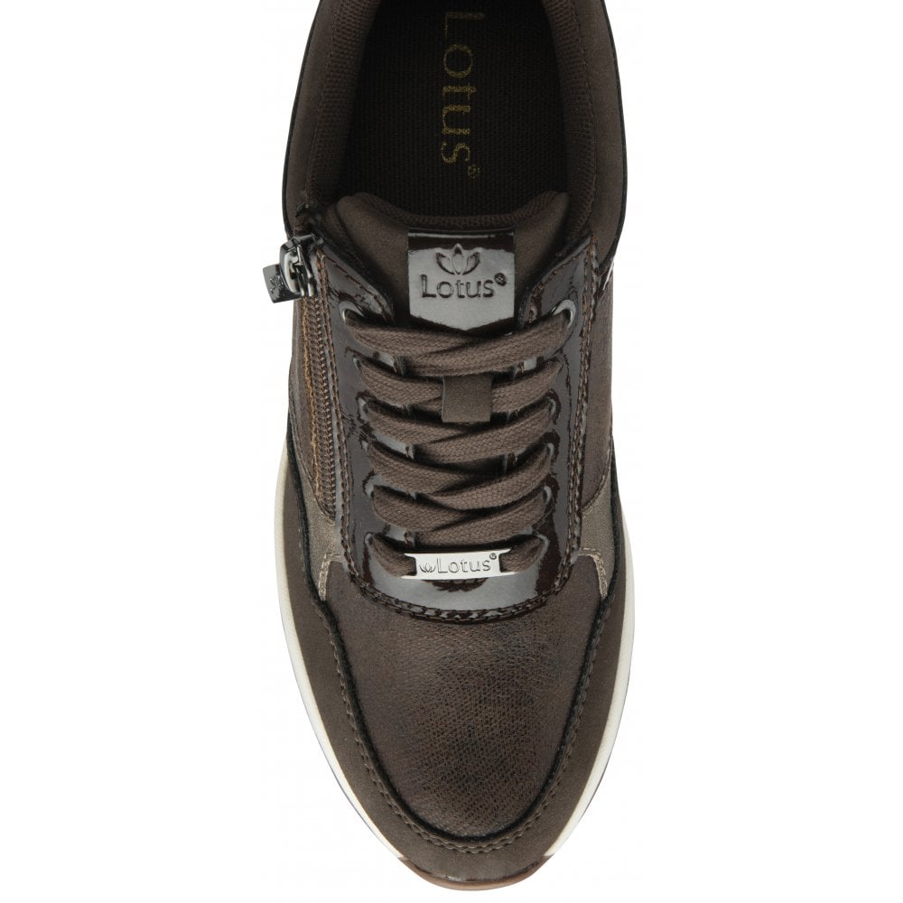 Brown Pluto Zip-Up Wedge Trainers -  Lotus