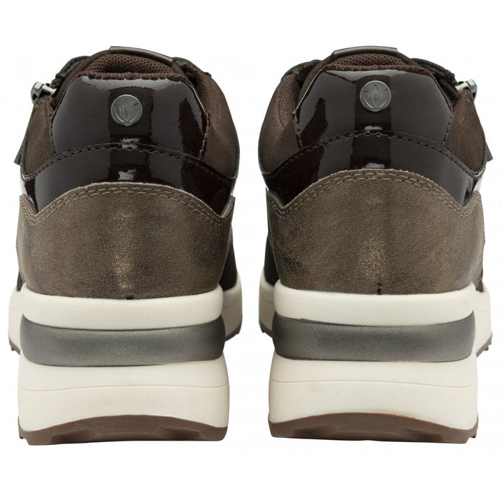 Brown Pluto Zip-Up Wedge Trainers -  Lotus
