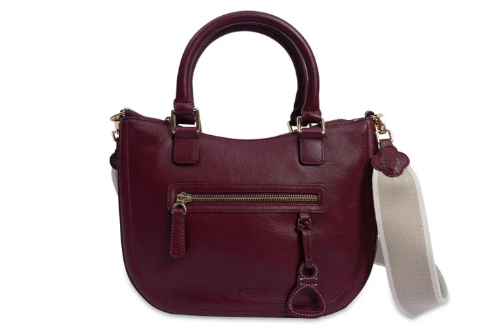 Real Leather Twin-Handle Handbag with Crossbody Strap