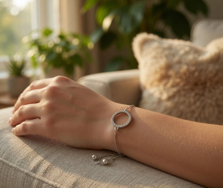 Adjustable Crystal Circle Bracelet