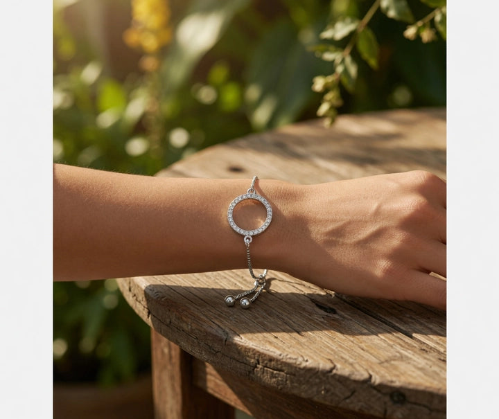 Adjustable Crystal Circle Bracelet