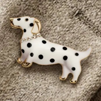 Sparkle Dog Brooch - Gold & White