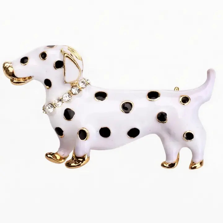 Sparkle Dog Brooch - Gold & White