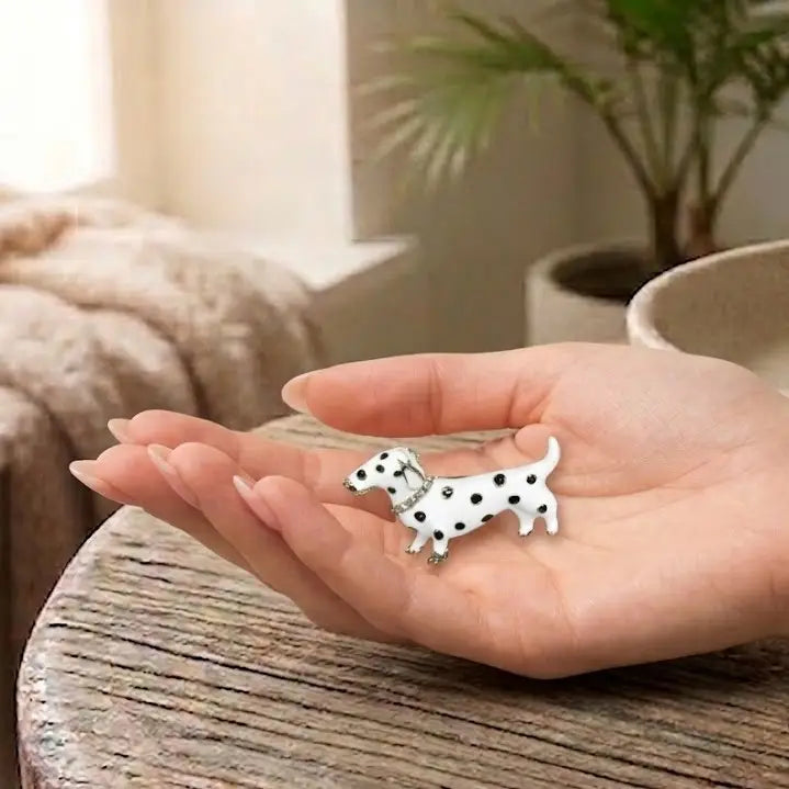 Sparkle Dog Brooch - Gold & White