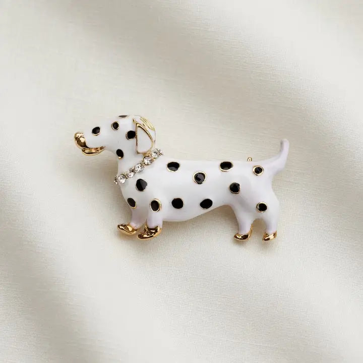 Sparkle Dog Brooch - Gold & White