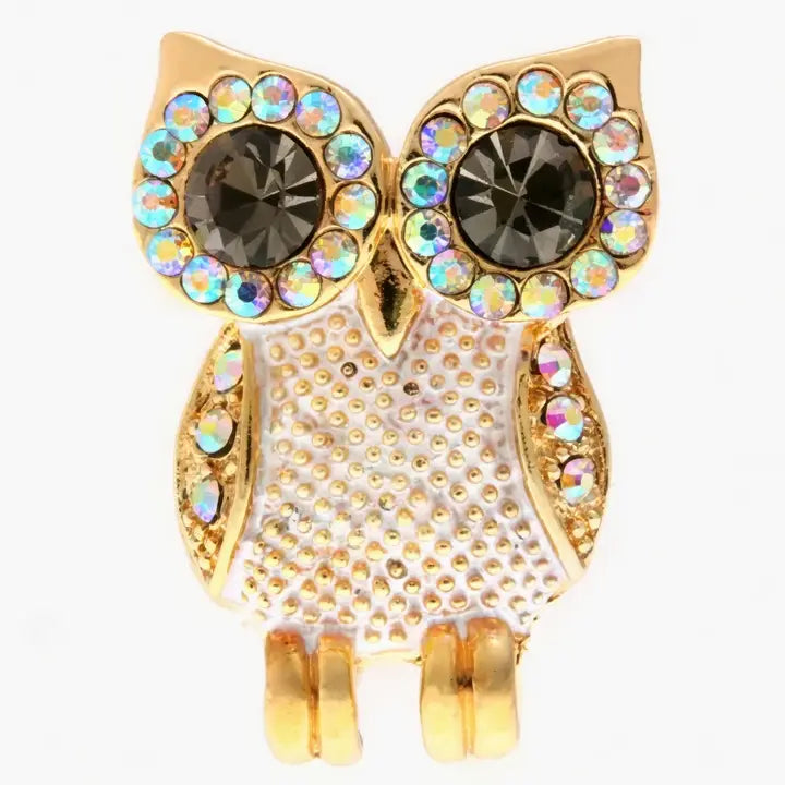 Sparkle Owl Brooch Gold Colour