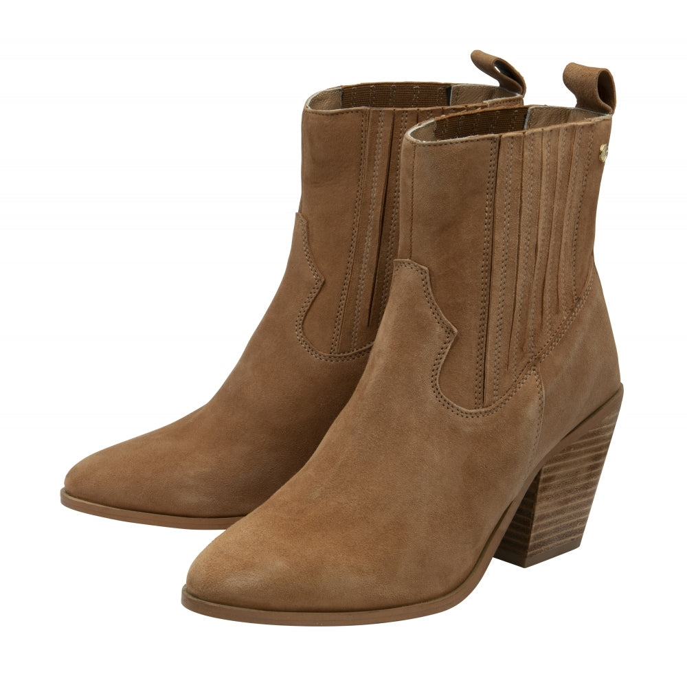 Tan Suede Ebert Heeled Ankle Boots | Ravel