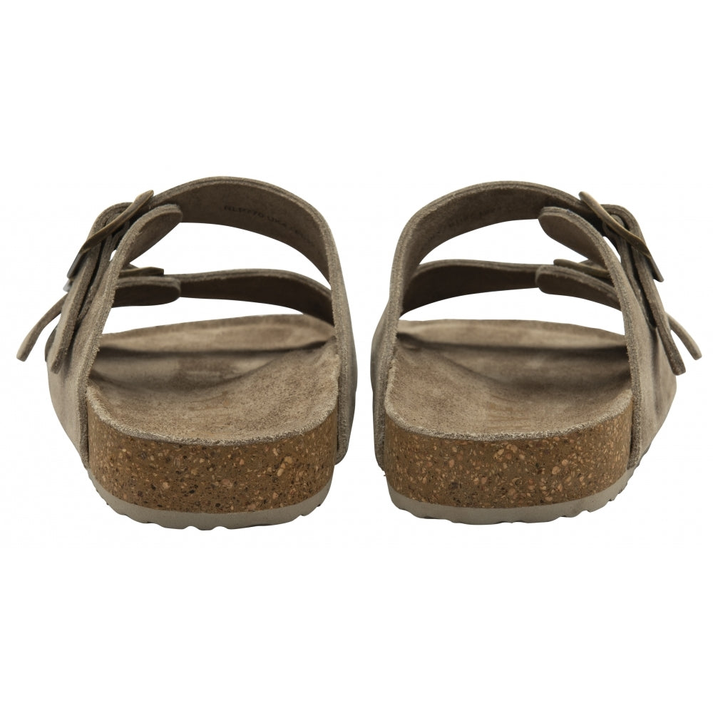 Taupe Suede Women's  Flat Mule Sandals | Ravel