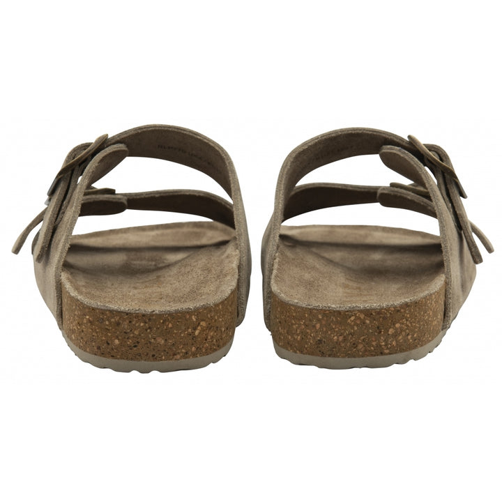 Taupe Suede Women's  Flat Mule Sandals | Ravel