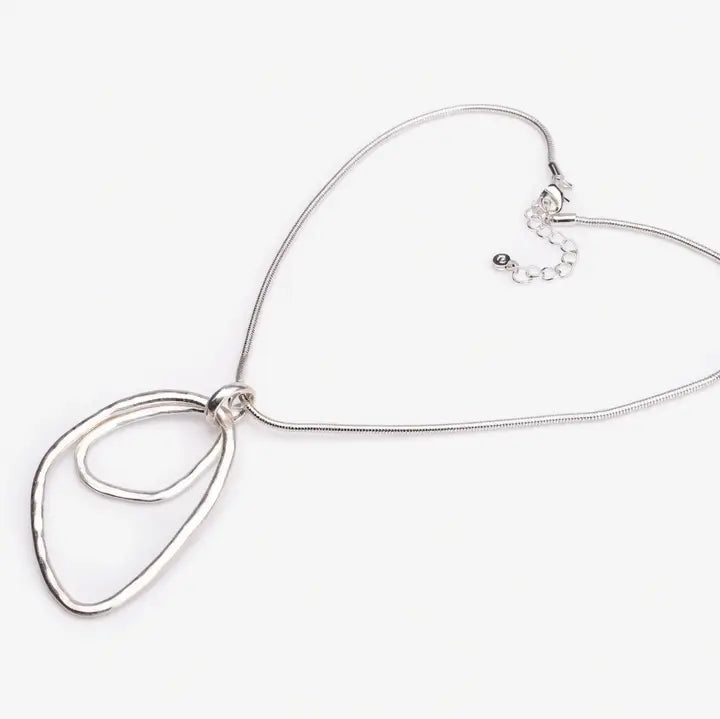 Double Triangle Hoop Necklace - Silver