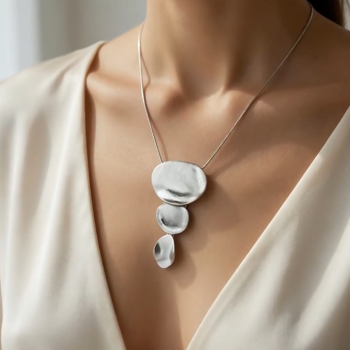 Tri Disc Drop Necklace