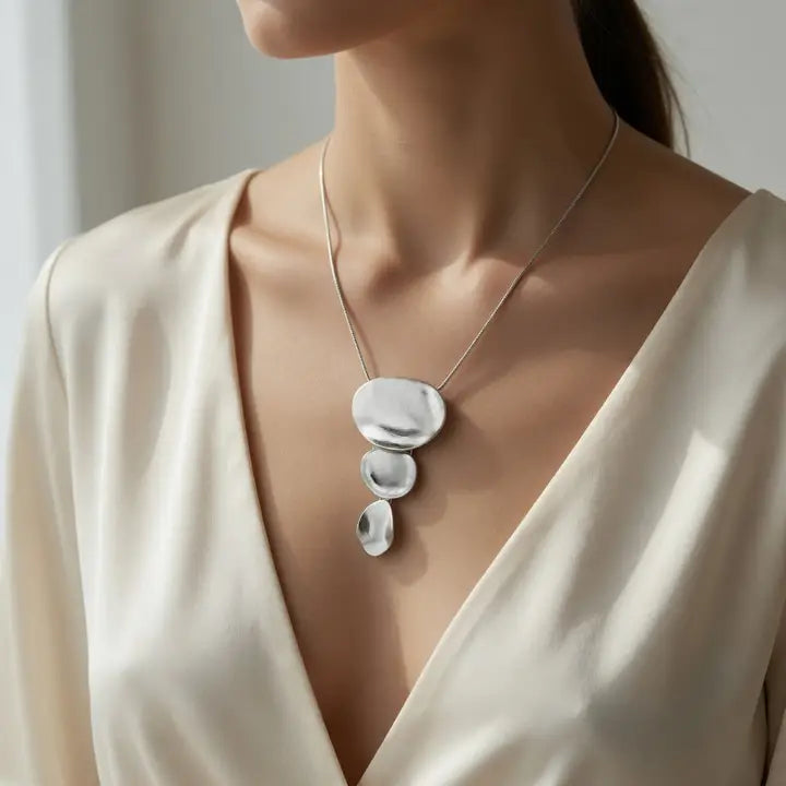 Tri Disc Drop Necklace