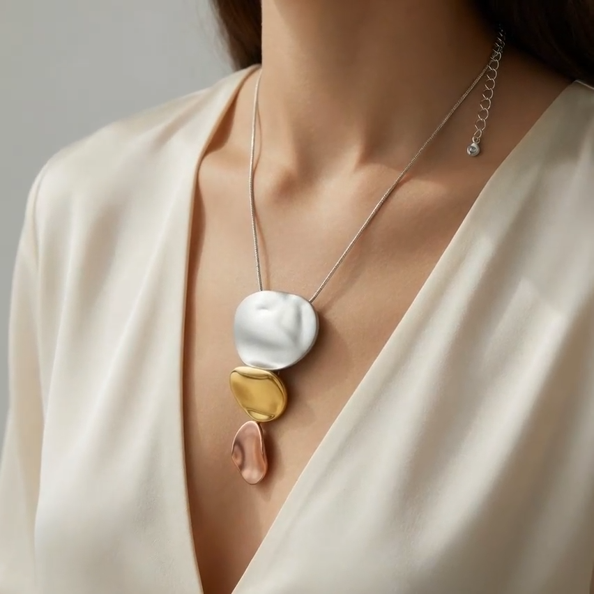 Tri Disc Drop Necklace