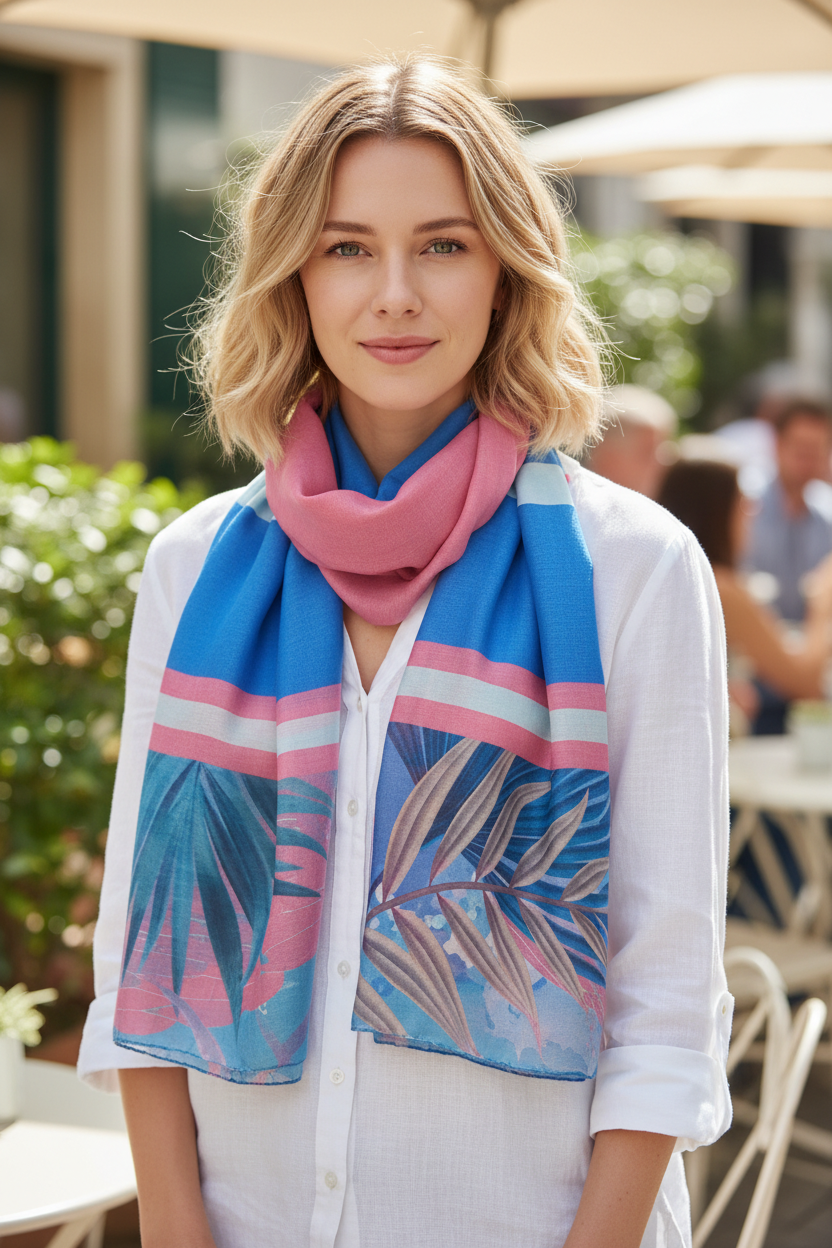 Tropical Block Colour Scarf - New Model