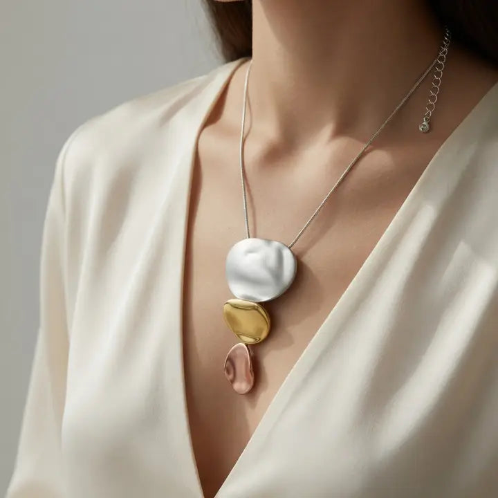 Tri Disc Drop Necklace