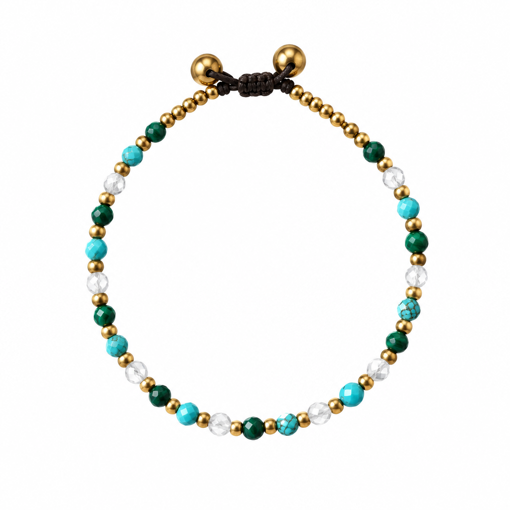 Turquoise Malachite Bracelet White Background