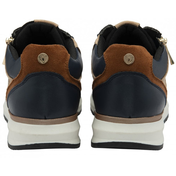 Navy & Tan Venus Casual Zip-Up Trainers - Lotus